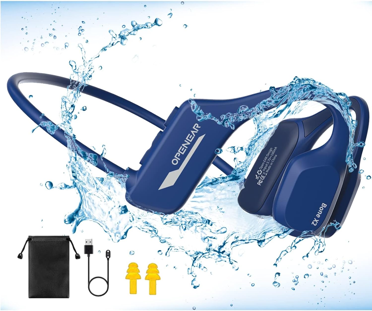 Bone Conduction Headphones - IPX8 Waterproof Bluetooth Head Set with 8G Memory for Swimming